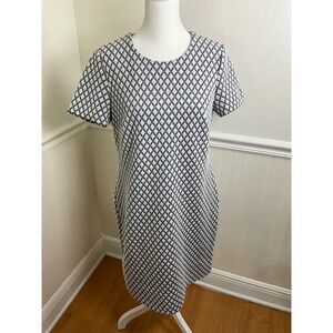 Calvin‎ Klein Dress Diamond Print Knit Short Sleeve Career Casual Women Size 8